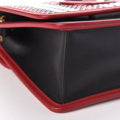 Fendi Calfskin F is Woven Tartan Small Kan I Shoulder Bag Black Fragola White 9 of 10