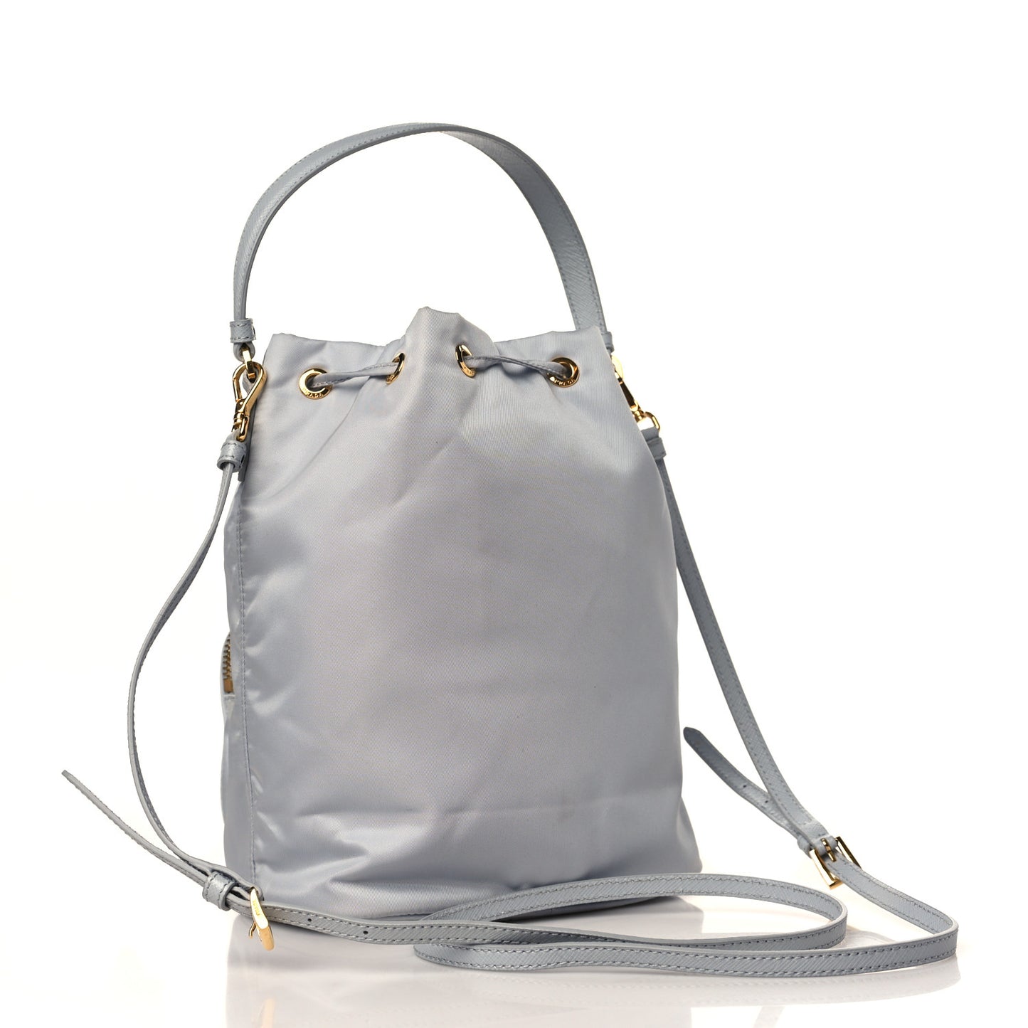 Re-Nylon Saffiano Duet Bucket Crossbody Bag Fiordaliso