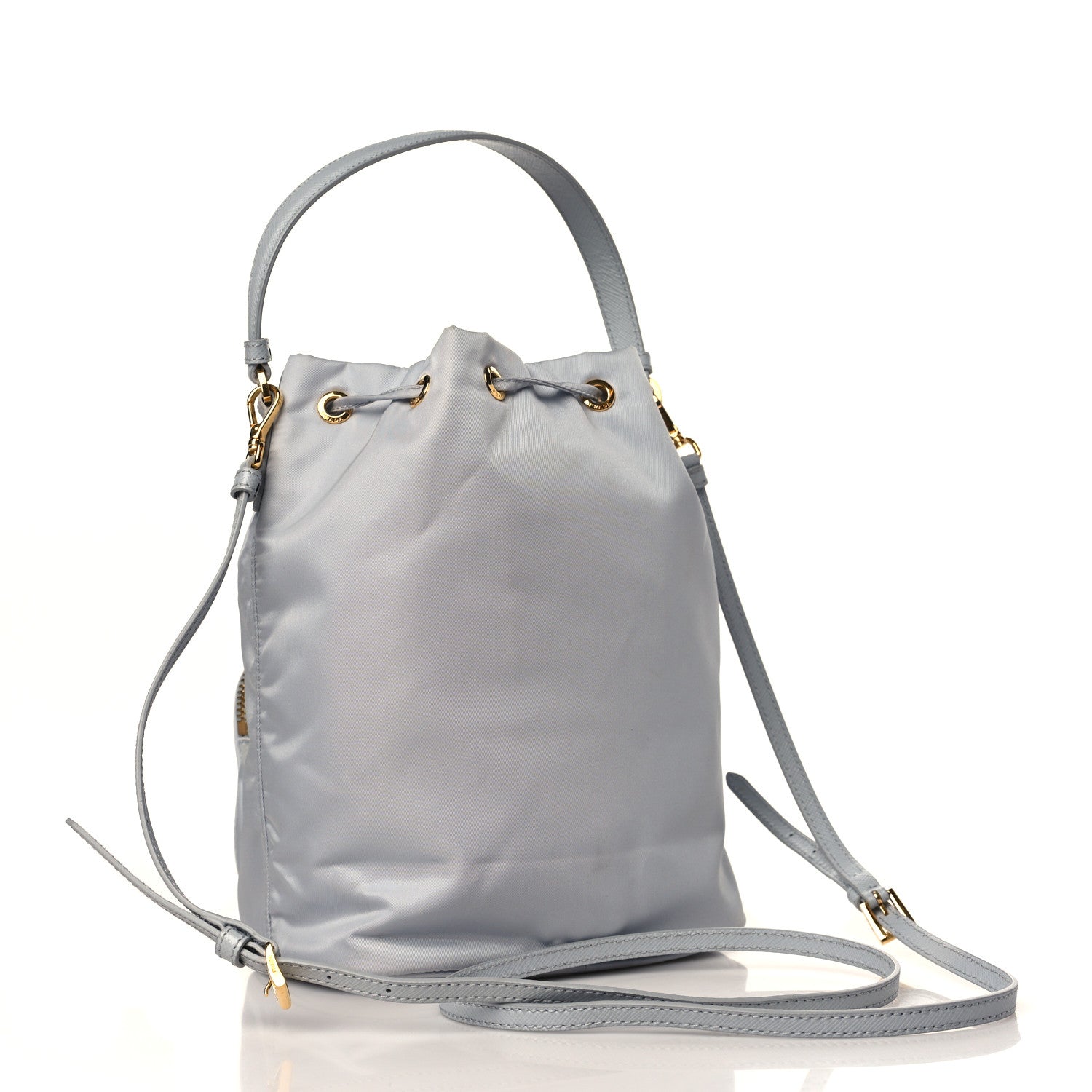 Prada Re-Nylon Saffiano Duet Bucket Crossbody Bag Fiordaliso 3 of 9