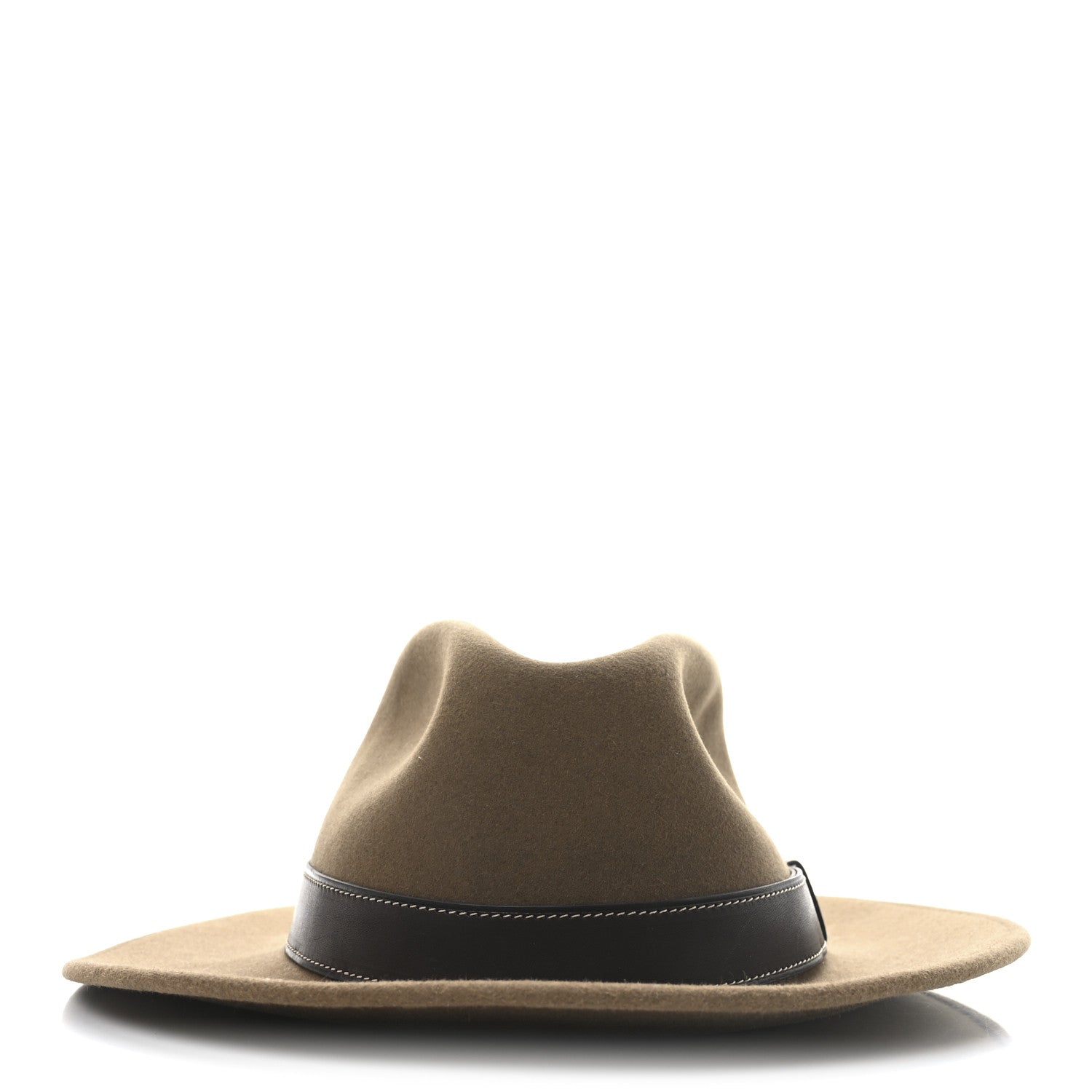 Hermes Felt Calfskin Fedora Hat 57 Brown 3 of 9