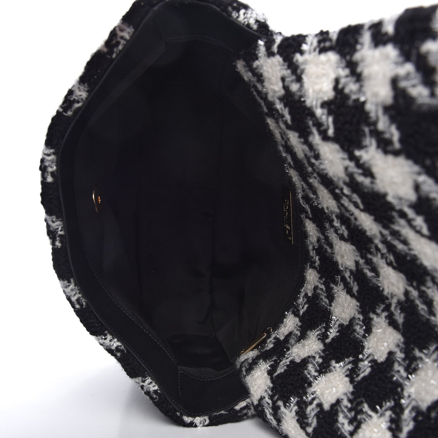Chanel Tweed Quilted Large Chanel 19 Flap Black Ecru White 5 of 10