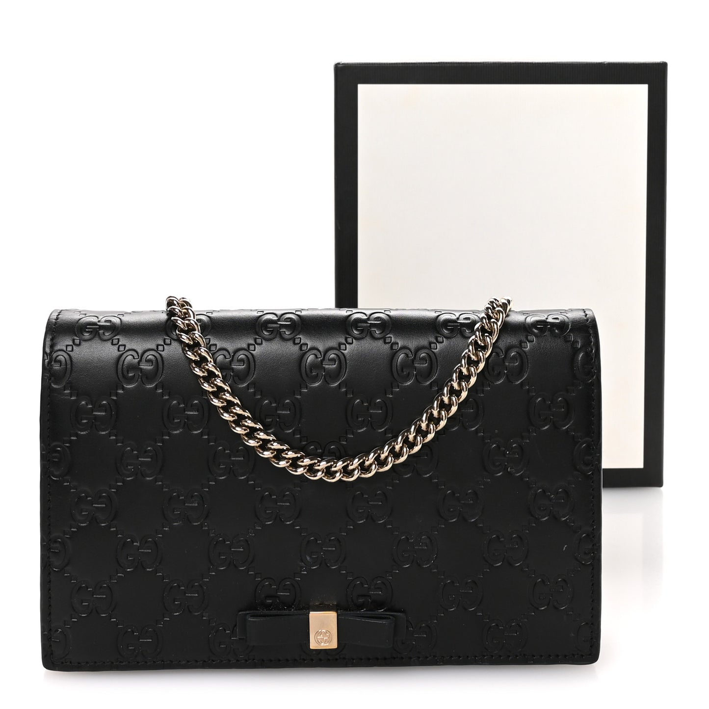 Guccissima Signature Bowy Chain Wallet Black