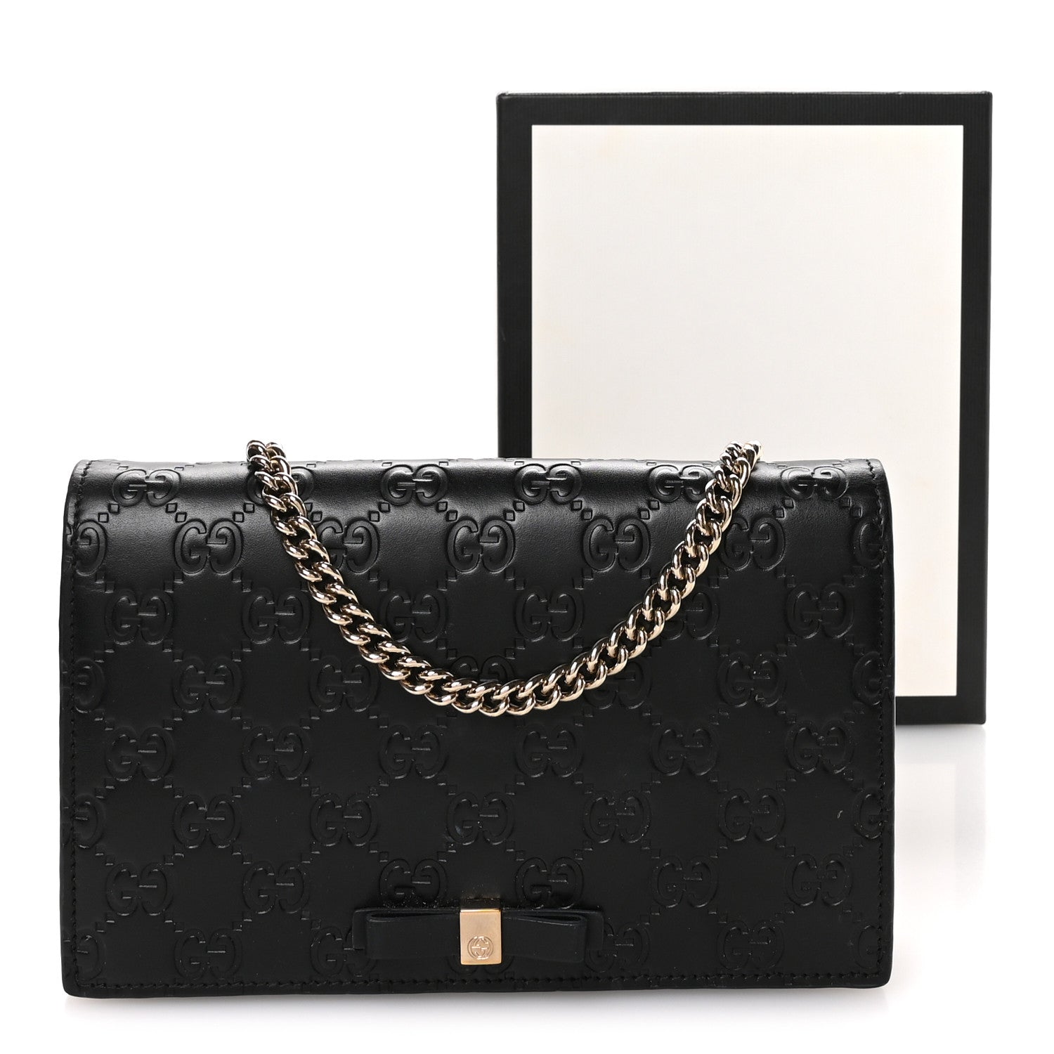 Gucci Guccissima Signature Bowy Chain Wallet Black 11 of 11
