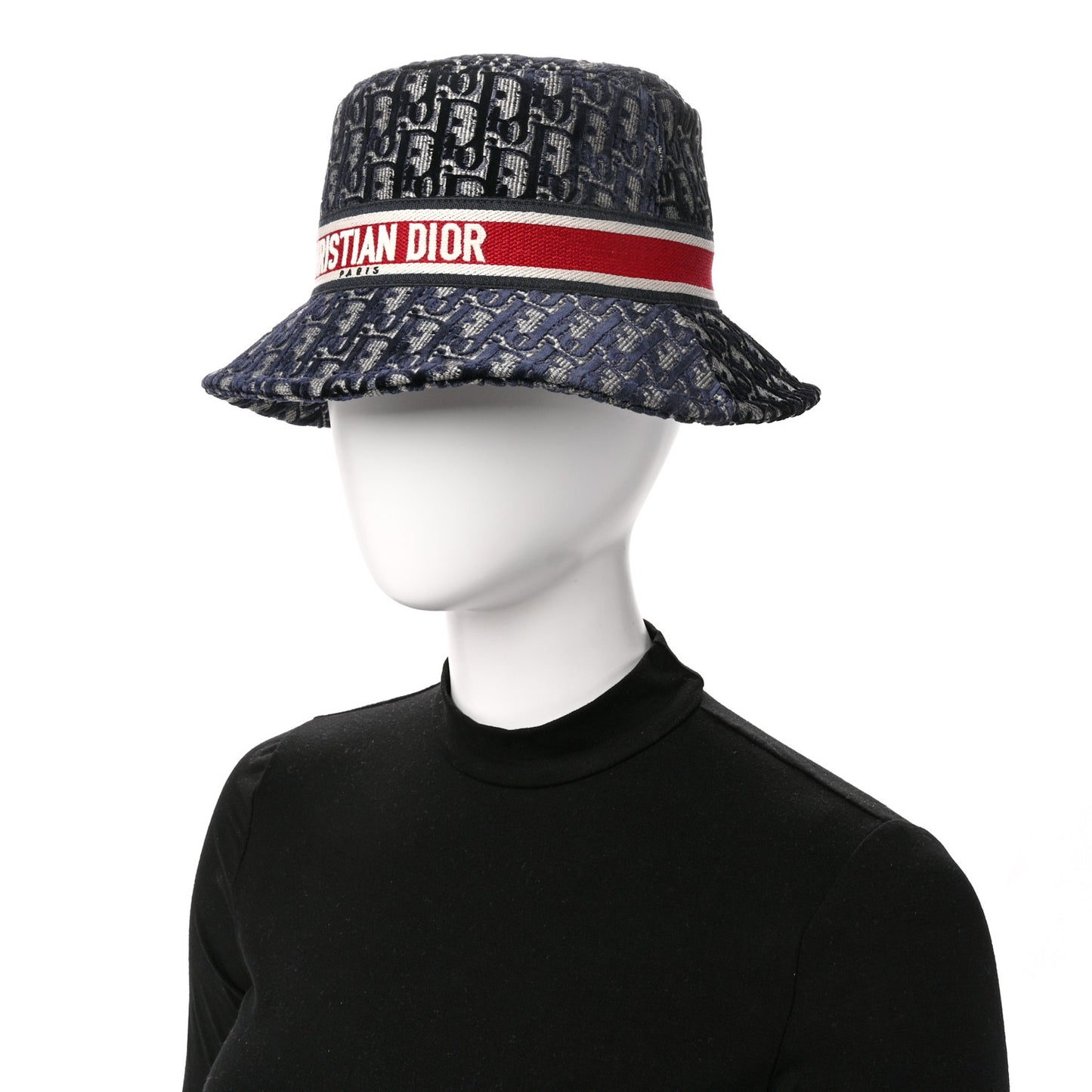 Velvet Oblique Large Brim Bucket Hat 58 Bleu Red