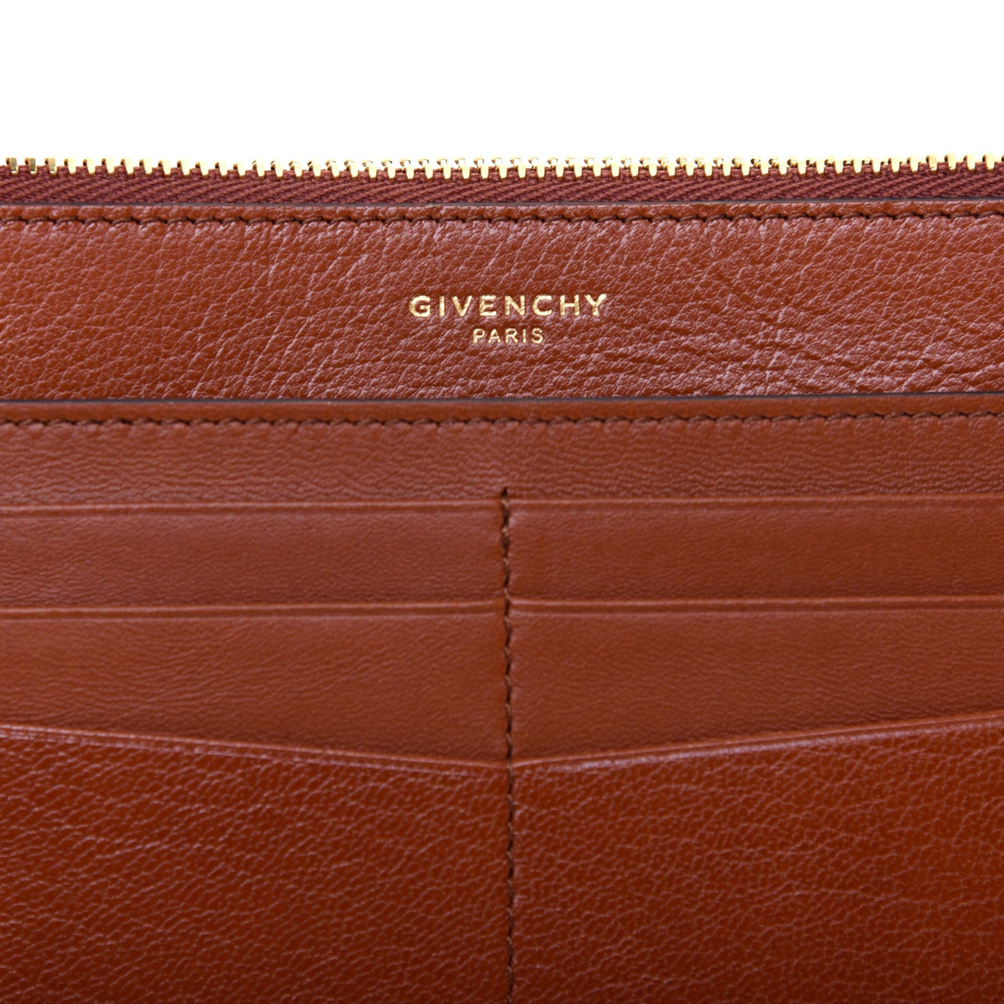 Goatskin GV3 Wristlet Zip Card Holder Chestnut