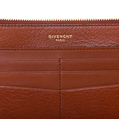 Givenchy Goatskin GV3 Wristlet Zip Card Holder Chestnut 6 of 9