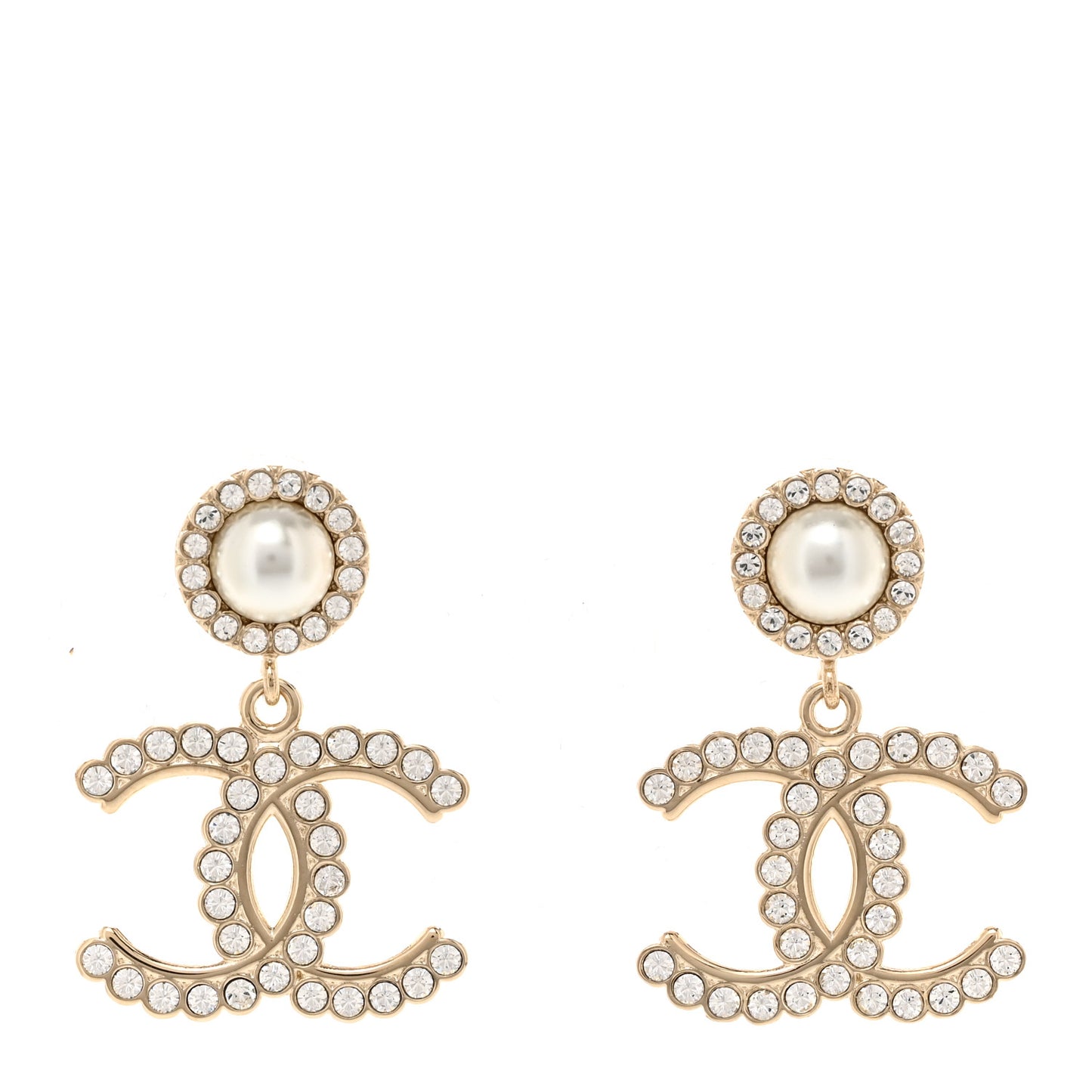 Crystal Pearl Bow-tiful CC Drop Earrings Gold