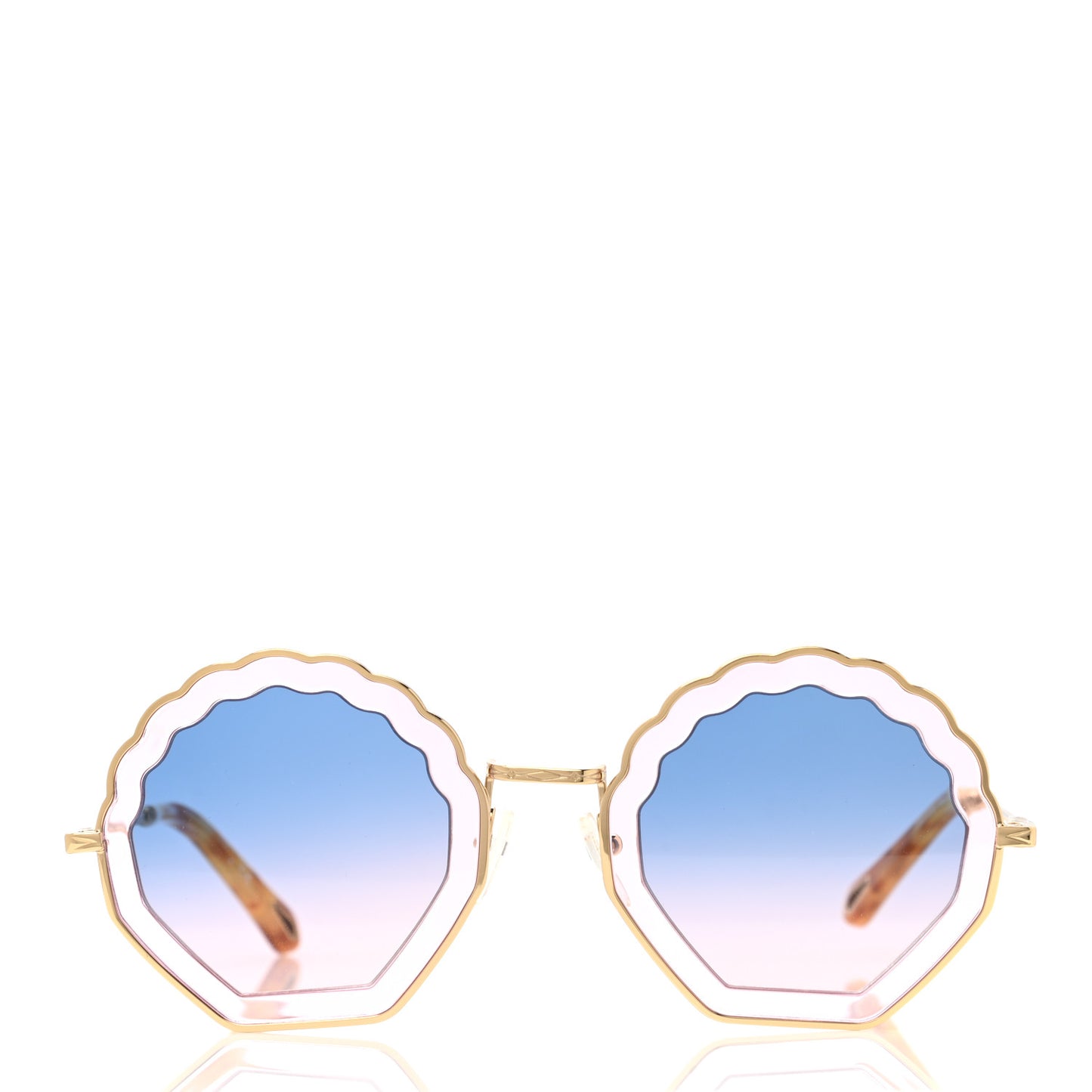 Rosie Bevelled Round Sunglasses Gold Gradient Blue