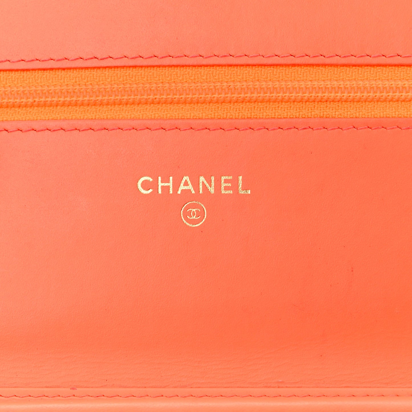 Patent Calfskin Quilted Boy Wallet On Chain WOC Orange