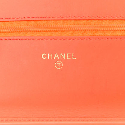 Chanel Patent Calfskin Quilted Boy Wallet On Chain WOC Orange 6 of 18