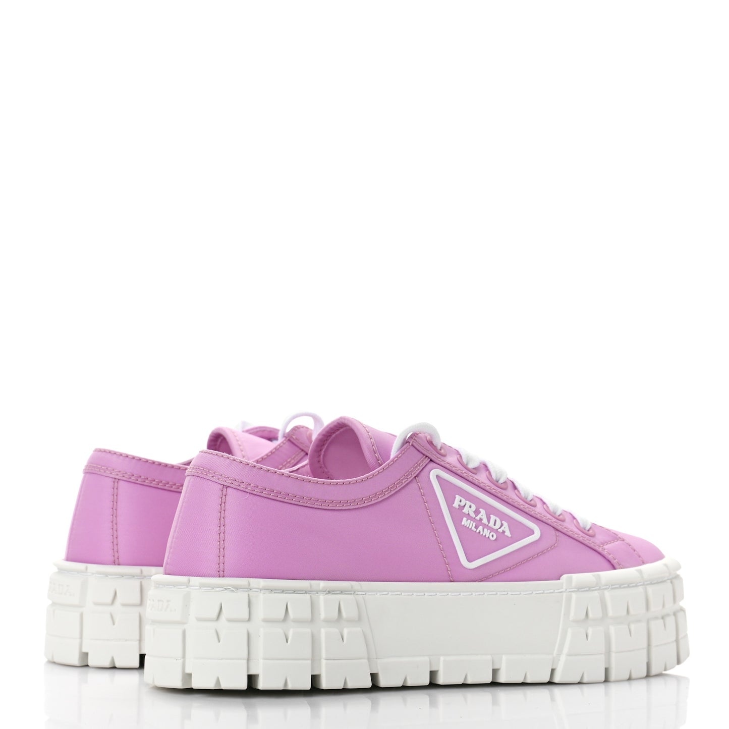 Re-Nylon Gabardine Triangle Logo Double Wheel 50mm Sneakers 38 Primula