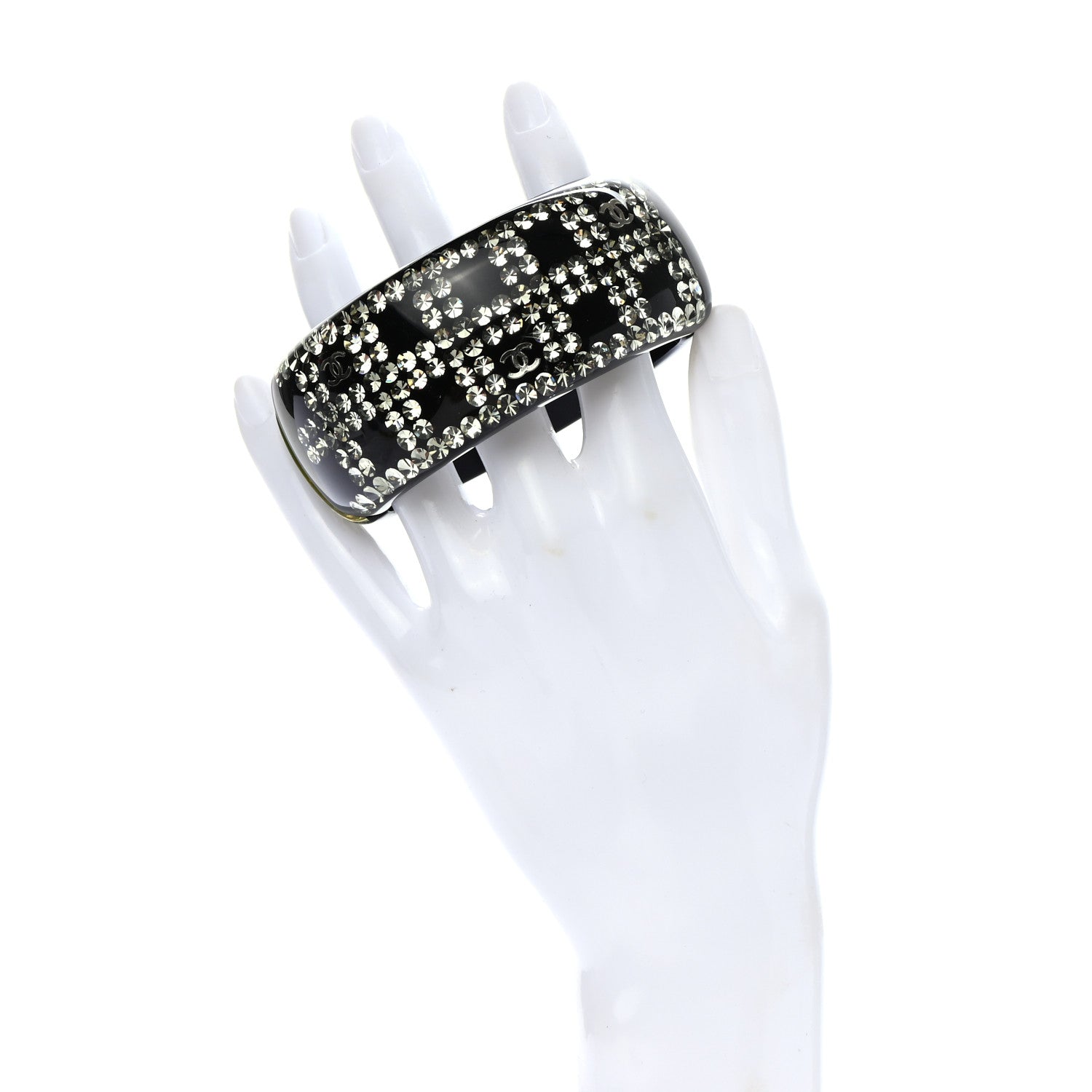 Chanel Resin Crystal CC Cuff Black 2 of 4