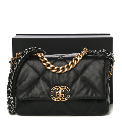 Chanel Shiny Goatskin Quilted Medium Chanel 19 Flap Black 19 of 19