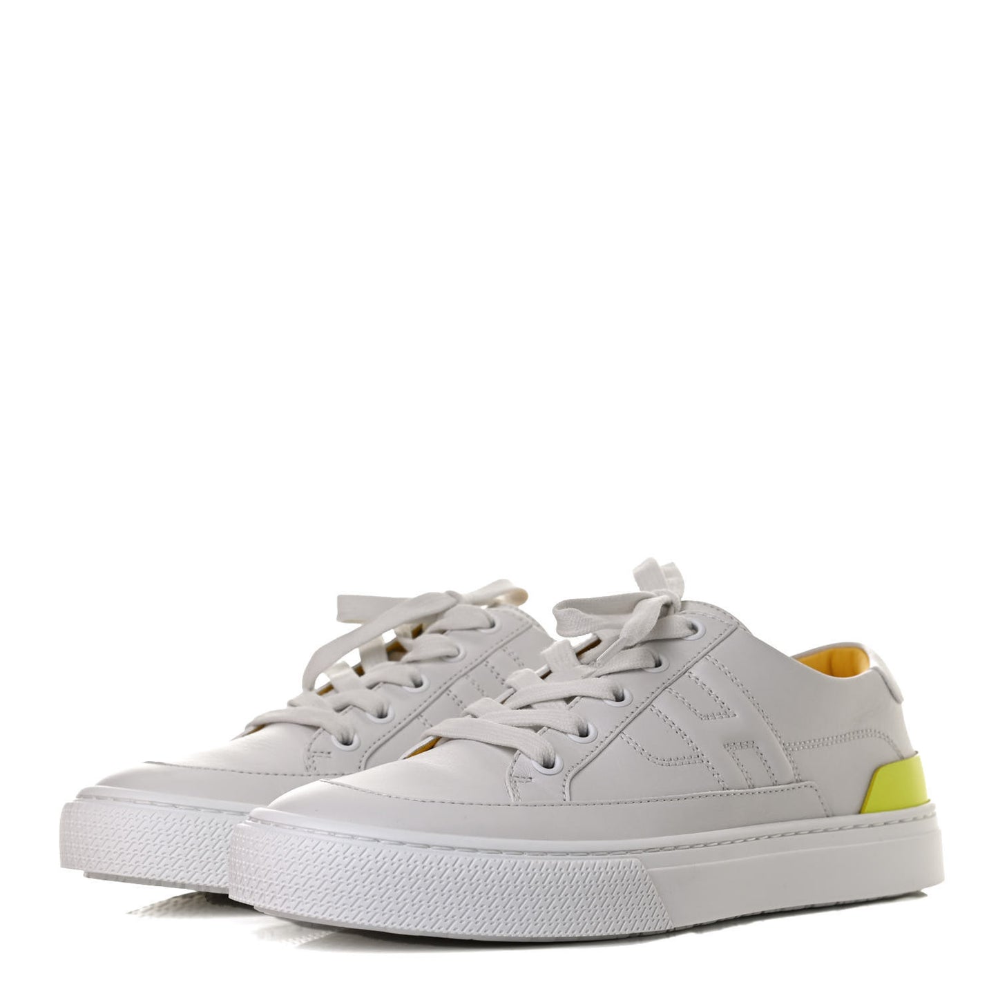 Calfskin Deep Sneakers 37 White Yellow