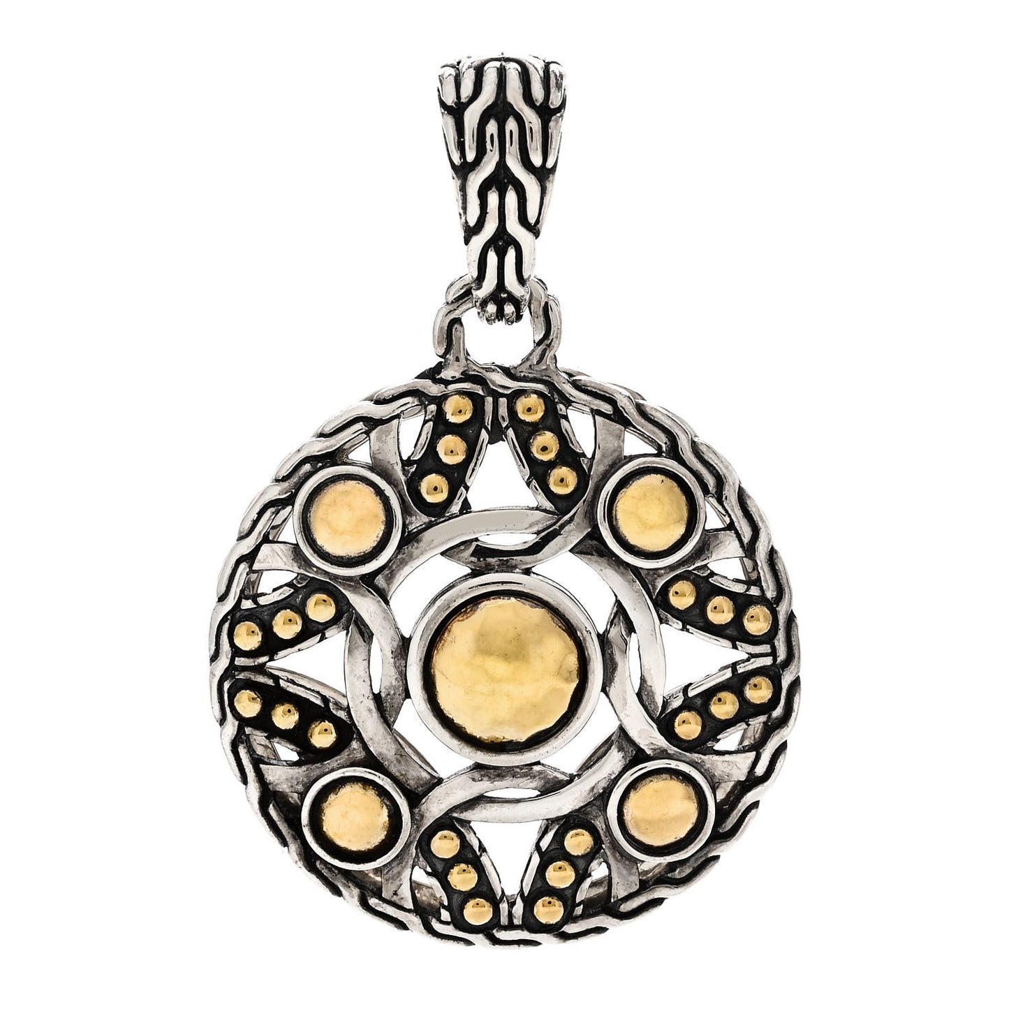 Sterling Silver 22K Yellow Gold Dot Drop Pendant