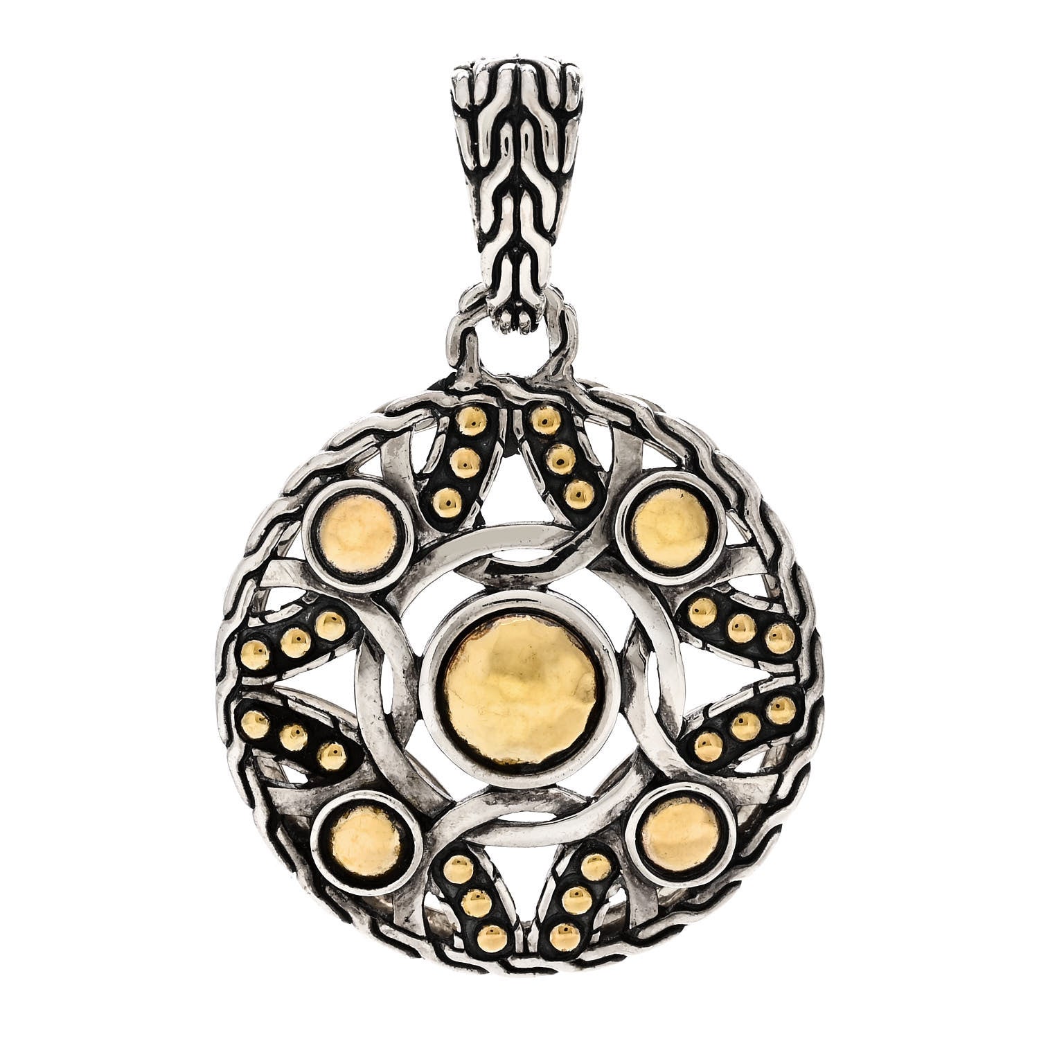 John Hardy Sterling Silver 22K Yellow Gold Dot Drop Pendant 1 of 4