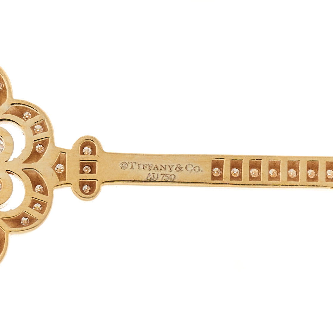 Tiffany 18K Rose Gold Diamond Rose Key Pendant 3 of 5