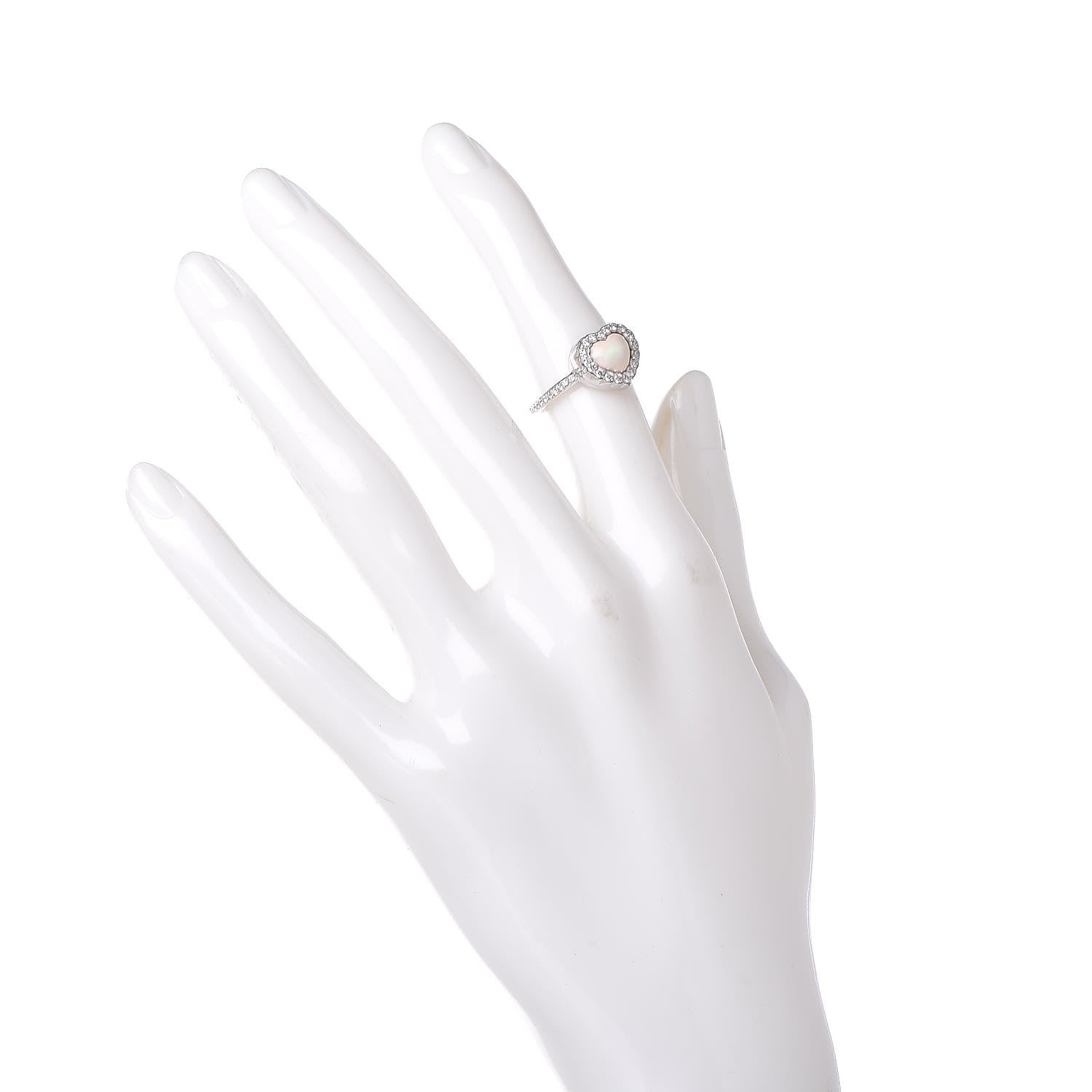 Christian Dior 18K White Gold Diamond Opal Heart Ring 51 5.75 3 of 9