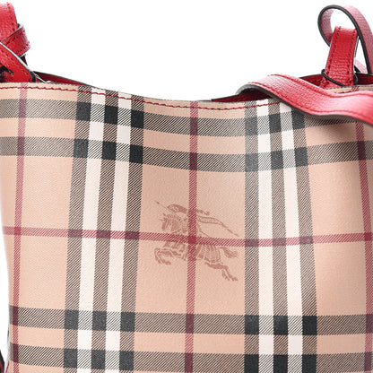 Burberry Haymarket Check Colours Small Lorne Bucket Crossbody Red 9 of 9