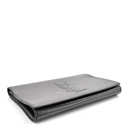 Saint Laurent Metallic Calfskin Large Belle De Jour Clutch Dark Silver 4 of 11