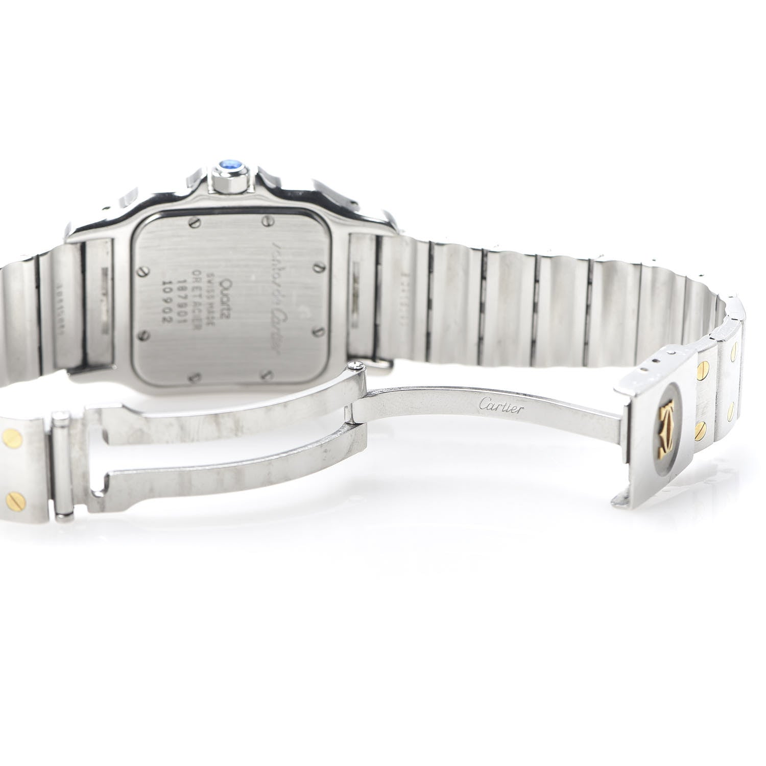 Cartier Stainless Steel 18K Yellow Gold 29mm Santos De Galbee Quartz Watch 6 of 6