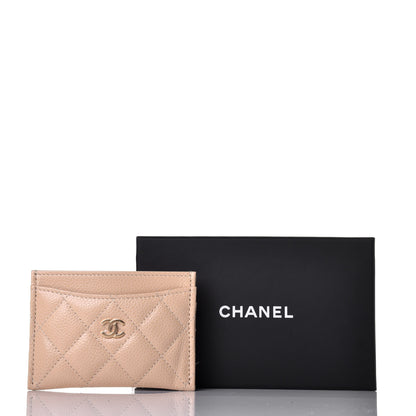 Chanel Caviar Quilted Card Holder Light Beige 10 of 10