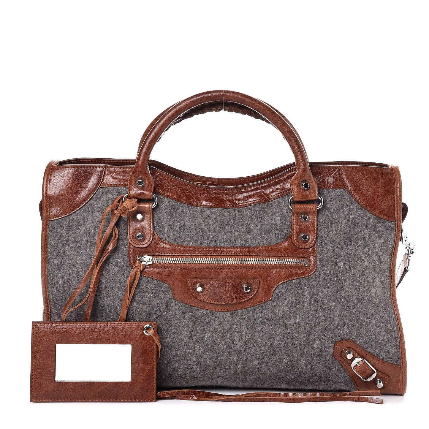 Agneau Wool Classic Silver Hardware City Grey Cognac
