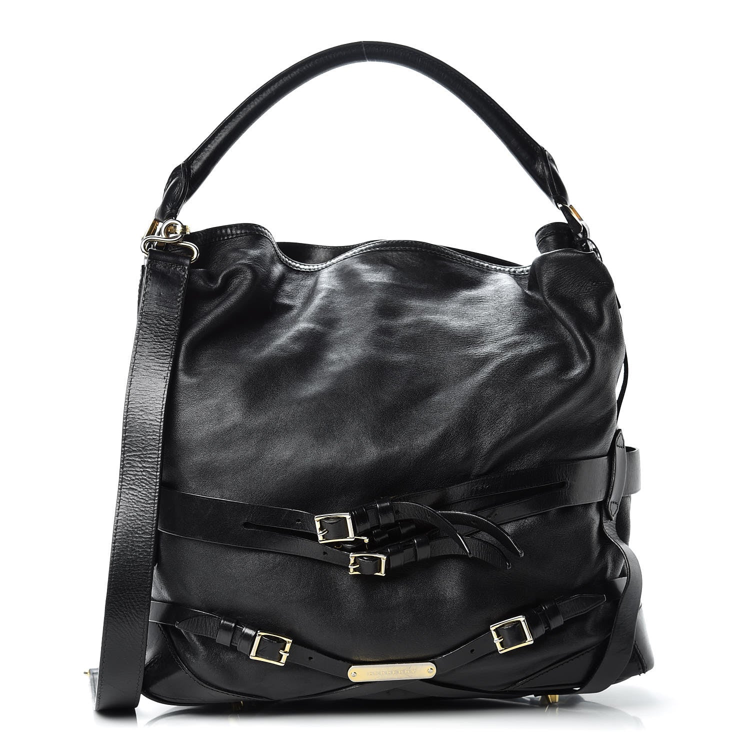 Burberry Soft Lambskin Bridle Calfskin Medium Gosford Hobo Black 1 of 19