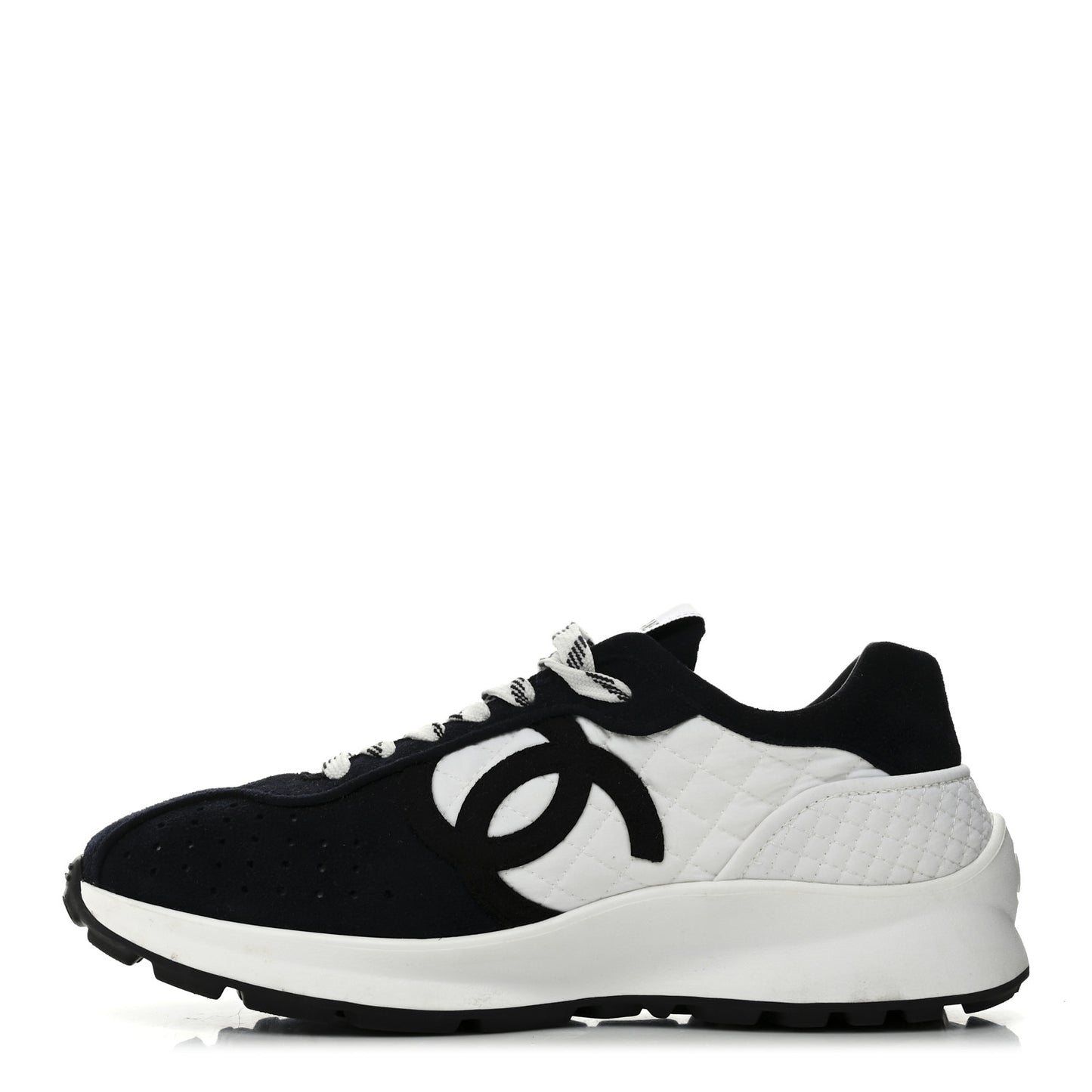 Fabric Suede Kidskin CC Sneakers 38 Dark Navy White