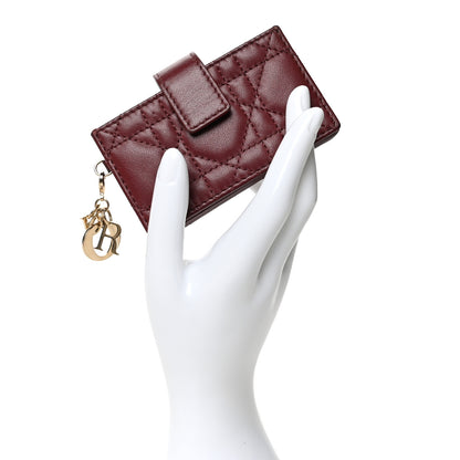 Christian Dior Lambskin Cannage Lady Dior 5-Gusset Card Holder Red 2 of 8