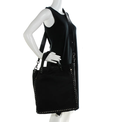 Valentino Garavani Nylon Rockstud Vertical Tote Black 2 of 8