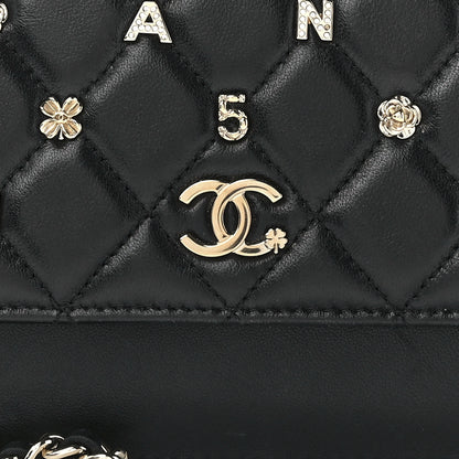 Chanel Lambskin Quilted All About Chanel Charm Wristlet Wallet Black 9 of 13