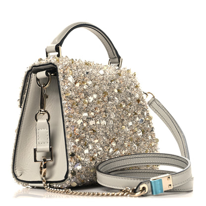 Valentino Garavani Sequin Crystal Embroidered Mini Vsling Top Handle Bag Silver Opal Grey 3 of 9