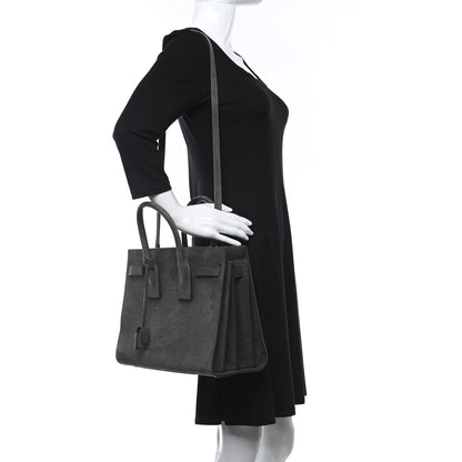 Saint Laurent Crocodile Embossed Nubuck Small Sac De Jour Dark Anthracite 3 of 9