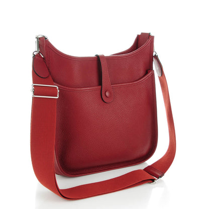 Hermes Taurillon Clemence Evelyne III PM Rouge H 3 of 8