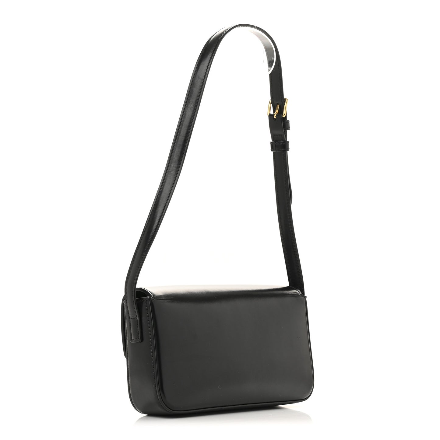 Shiny Calfskin Triomphe Shoulder Bag Black