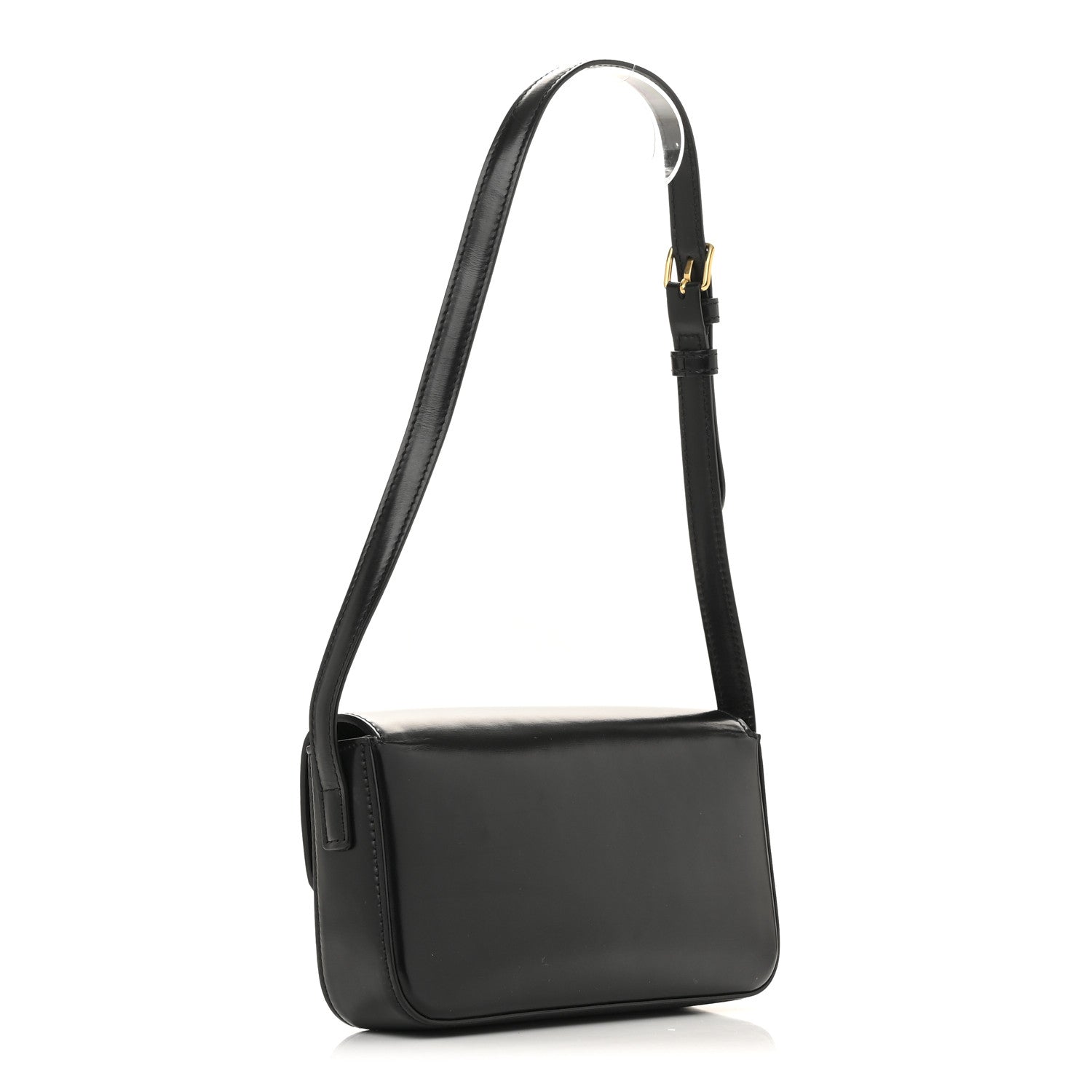 Celine Shiny Calfskin Triomphe Shoulder Bag Black 3 of 12