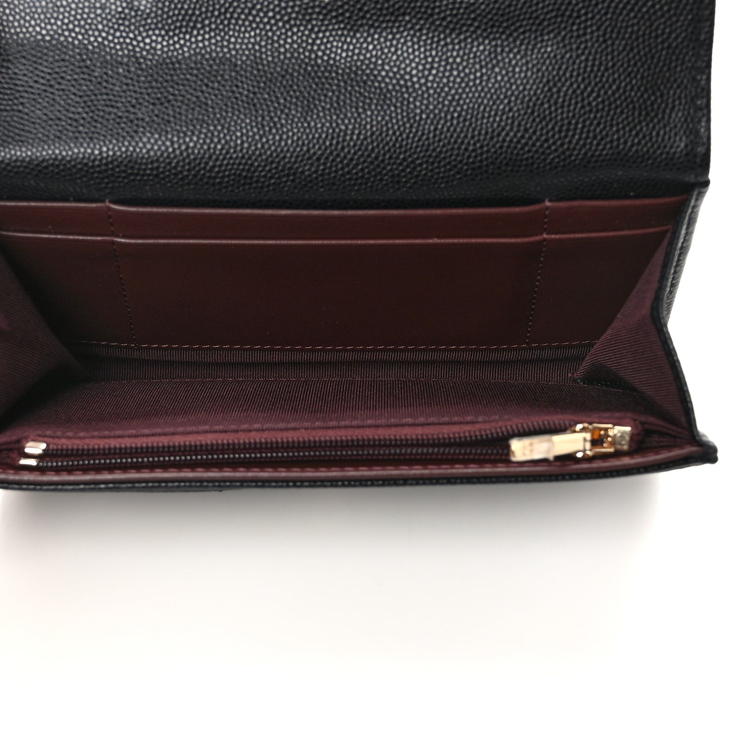 Caviar Quilted Medium Gusset Flap Wallet Black