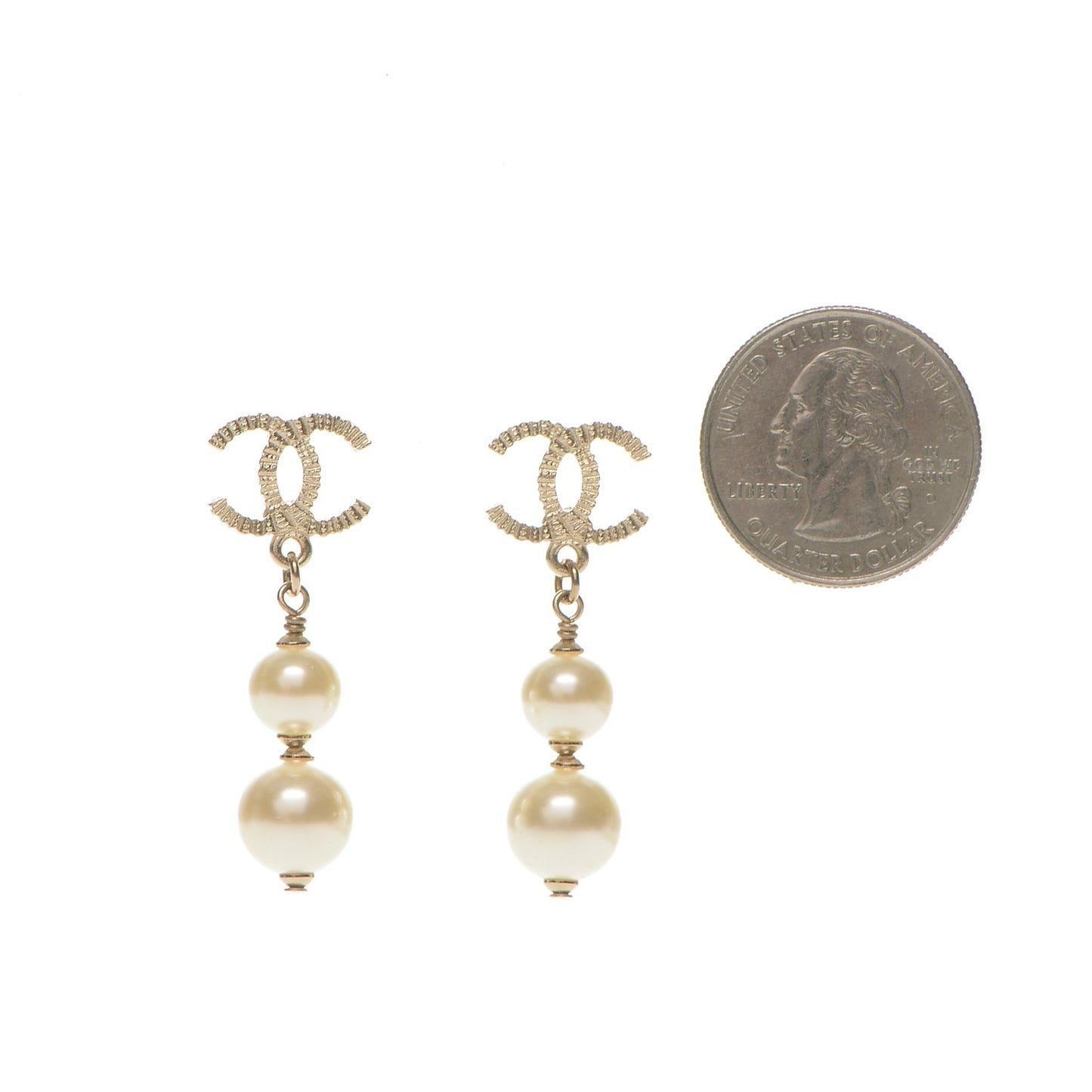 Pearl CC Drop Earring Gold