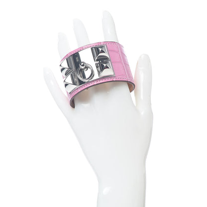Hermes Matte Alligator Collier De Chien CDC Bracelet T2 5P Pink 2 of 6