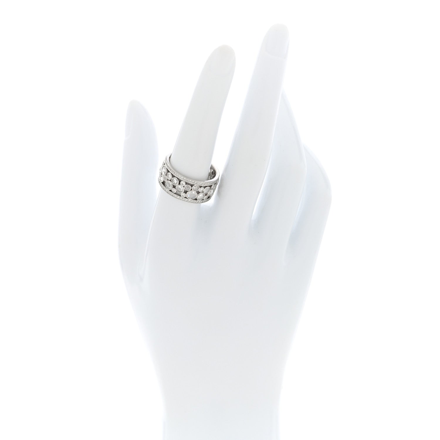Tiffany Platinum Diamond Cobblestone Band Ring 57 8 2 of 5