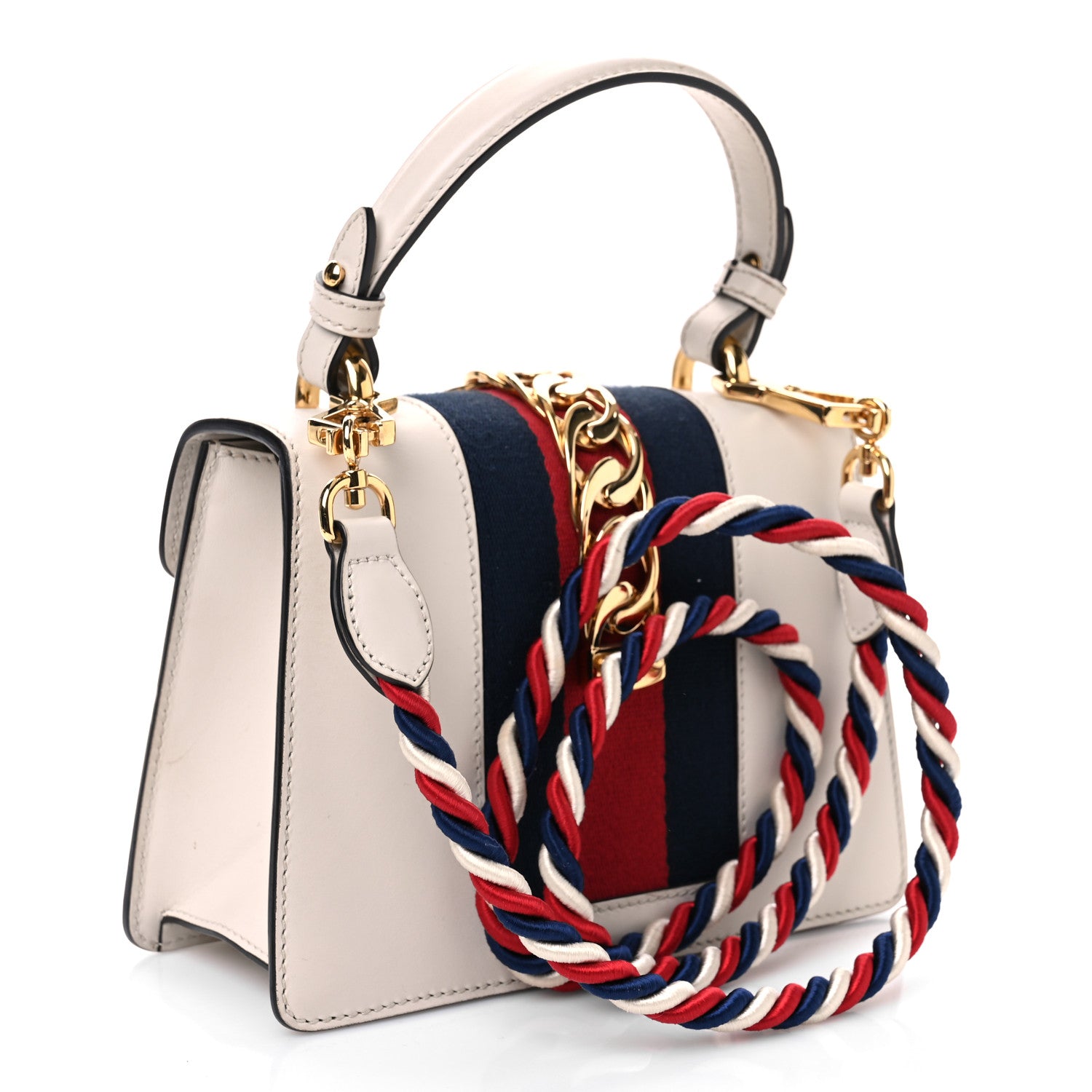 Gucci Calfskin Mini Sylvie Top Handle Bag White 2 of 16