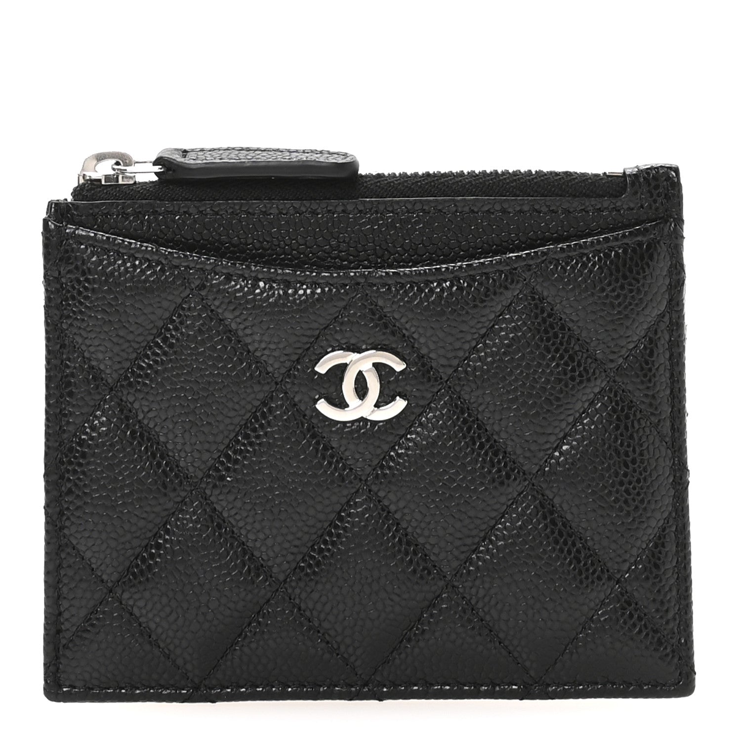 Chanel Caviar Quilted CC Zip Card Holder Black 1 of 8