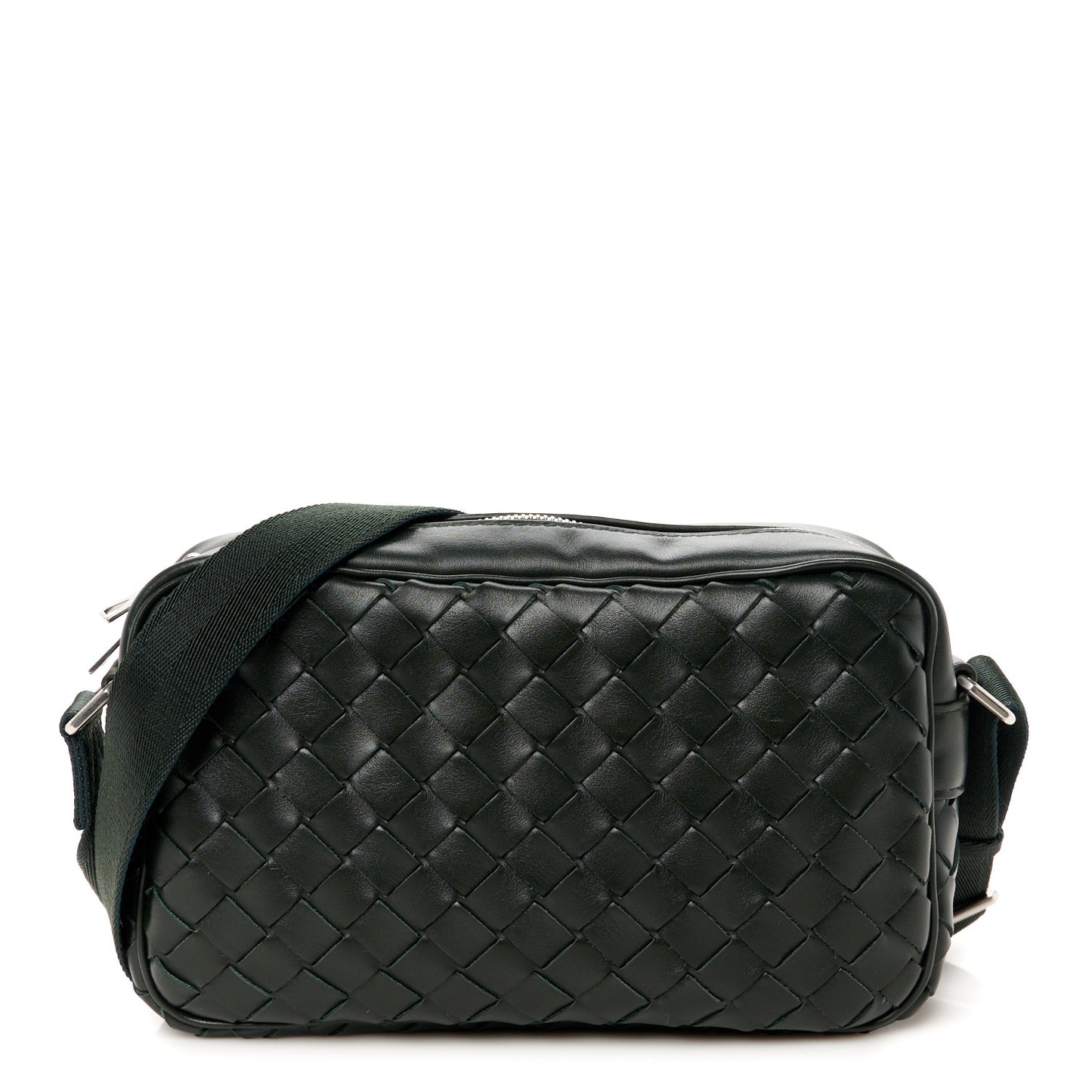 Calfskin Intrecciato Small Camera Bag Dark Green
