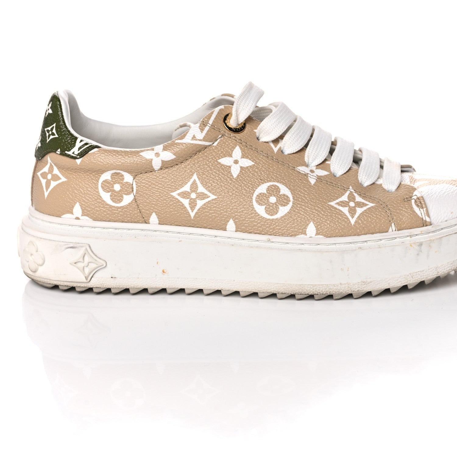 Louis Vuitton Monogram Giant Time Out Sneakers 36 Kaki White Beige 12 of 19