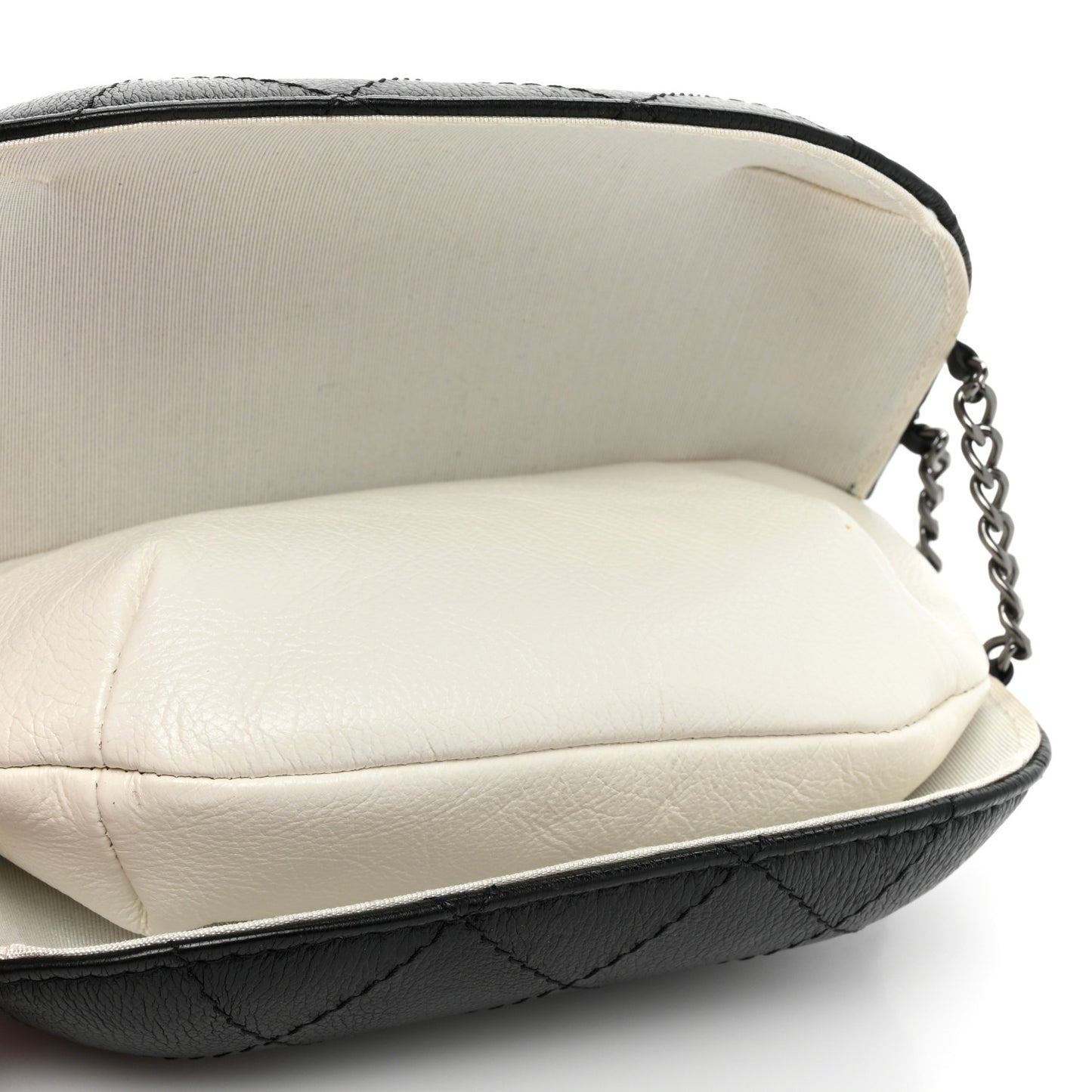 Aged Calfskin Quilted Small Gabrielle Bucket White Black