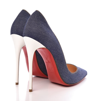 Christian Louboutin Denim Jazz Calf So Kate 120 Pumps 37 Blue White 4 of 9