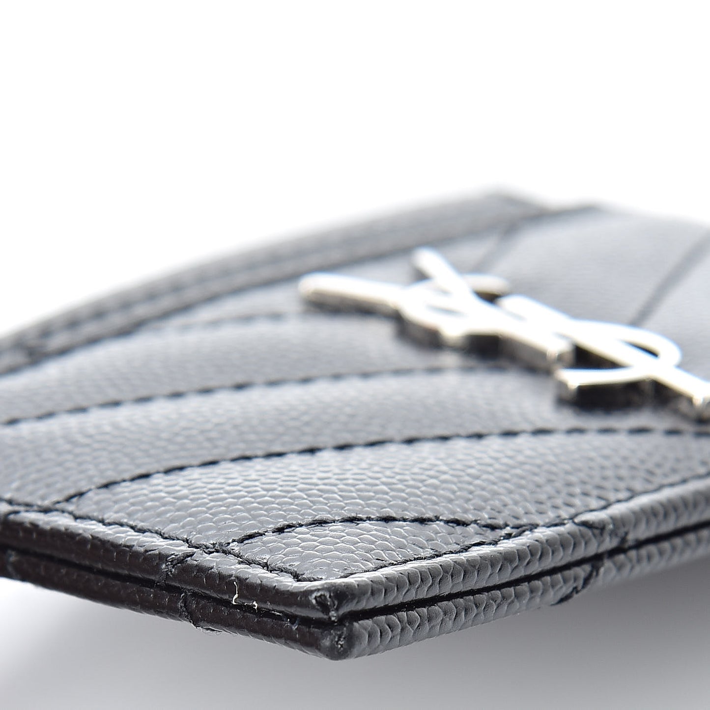 Grain De Poudre Matelasse Chevron Monogram Credit Card Case Black