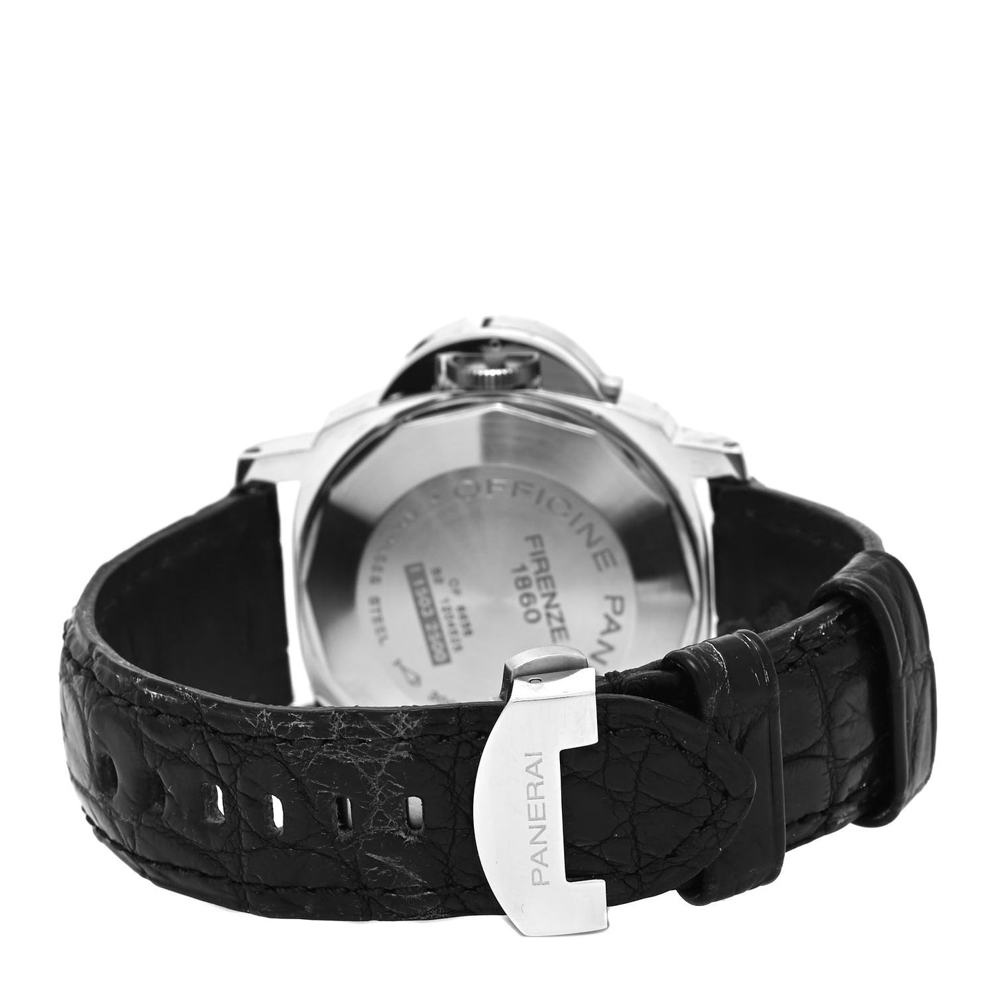Stainless Steel Alligator 44mm Luminor 3 Day Power Reserve Automatic Watch Black PAM00090