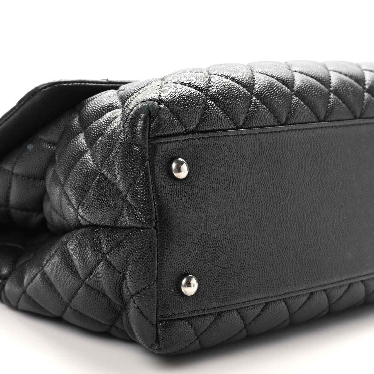 Caviar Lizard Quilted Medium Coco Handle Flap Black